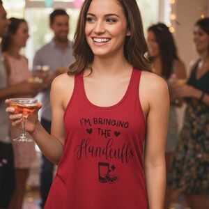 I’m Bringing The Handcuffs Next Level Tank Top Women Medium Racerback Scoop Neck